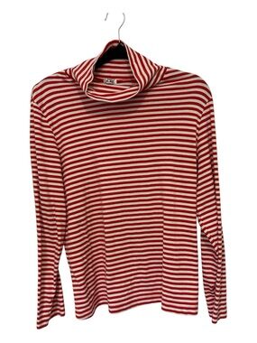Tabi Striped Red & White Long Sleeve Turtleneck Top